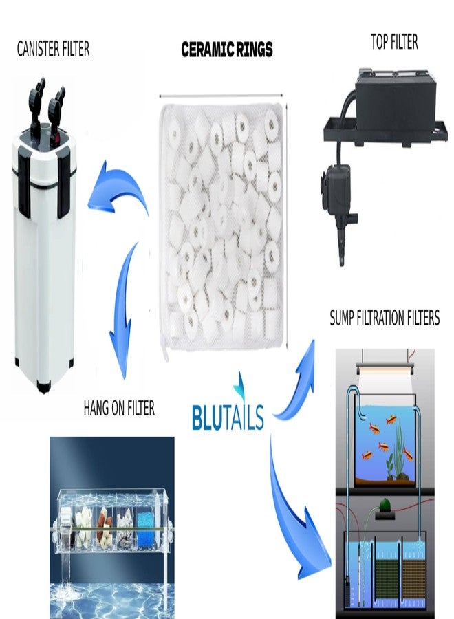 TED TABBIES Ceramic Ring Filter Media for Aquarium | 500g + Free NET Pouch - Image 2